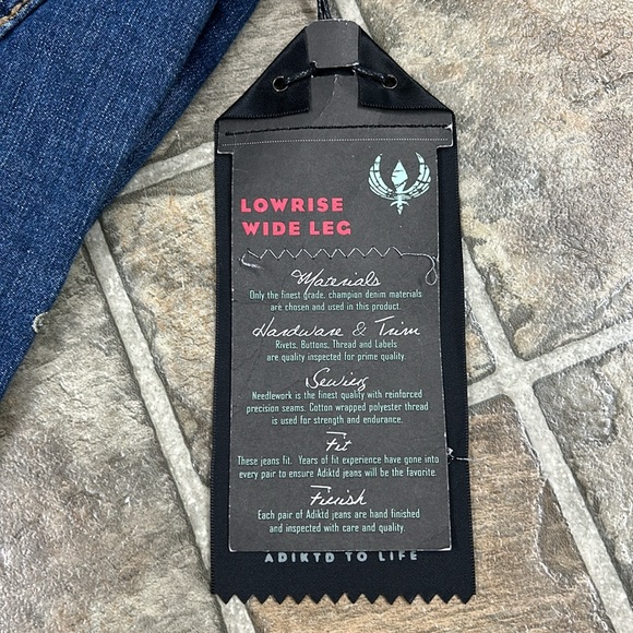 Adiktd Low Rise Wide Leg Jeans Reinforced Precision Seams Quality Hardware - Picture 10 of 16